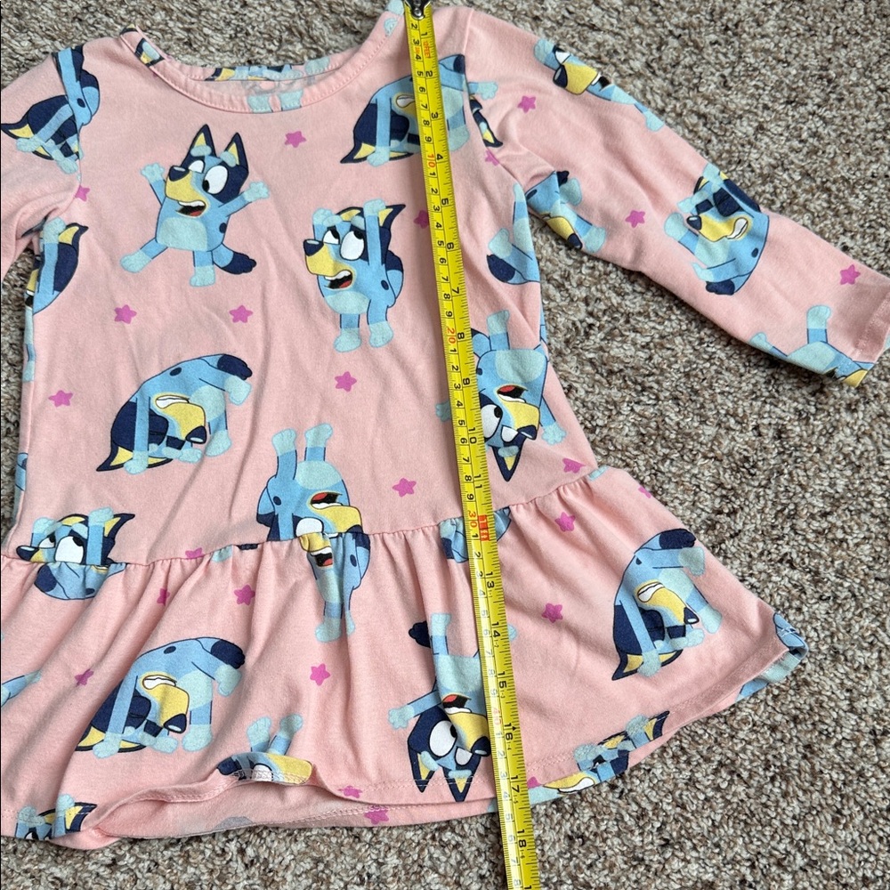 TODDLER GIRL BLUEY LONG SLEEVE PEPLUM STYLE DRESS - Picture 8 of 8